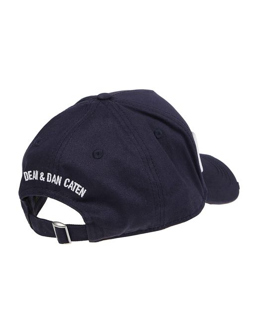 DSquared² Blue Icon Logo Embroidered Distressed Baseball Cap for men