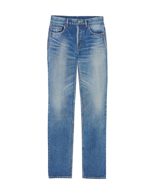 Saint Laurent Blue High Waist Straight Leg Jeans