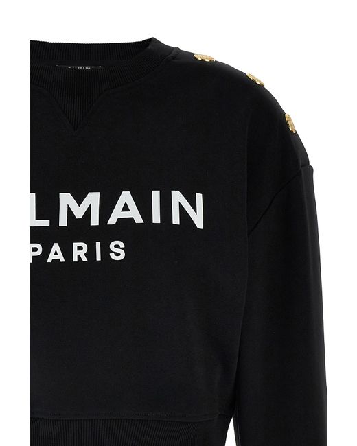 Balmain Black Logo Printed Crewneck Sweatshirt