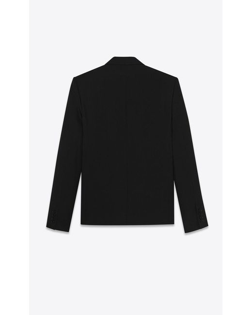 Saint Laurent Black Single-Breasted Straight Collar Jacket for men