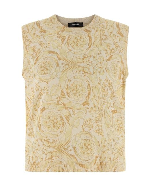 Versace Natural Barocco Sleeveless Knitted Top