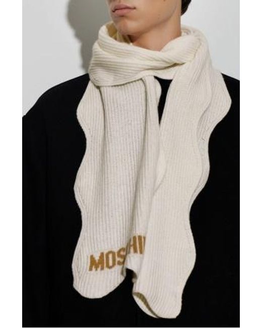 Moschino White Logo Scarf for men