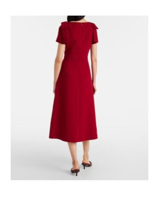 Carolina Herrera Red Bow-Detail Crêpe Midi Dress
