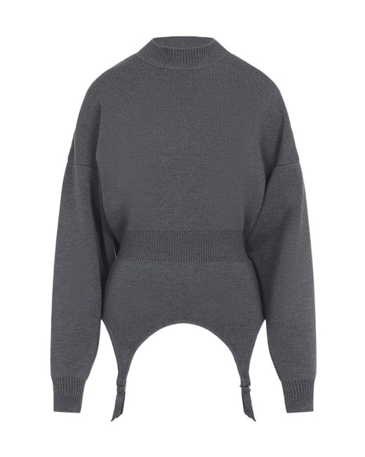 Jean Paul Gaultier Gray Mock-Neck Long-Sleeve Pullover