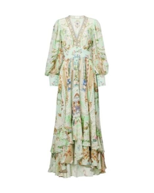 Camilla Green Crystal-Embellished Silk Maxi Dress