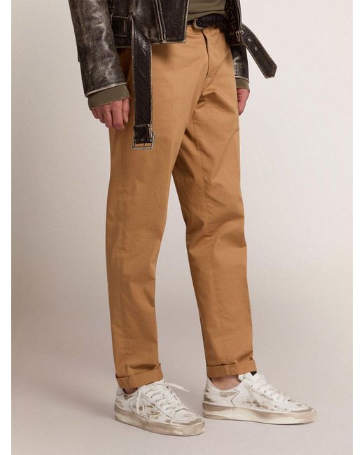Golden Goose Deluxe Brand Natural Corduroy Straight Leg Trousers for men