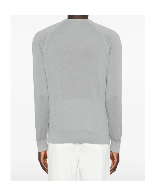 Eleventy Gray Round Neck Knitted Sweater for men