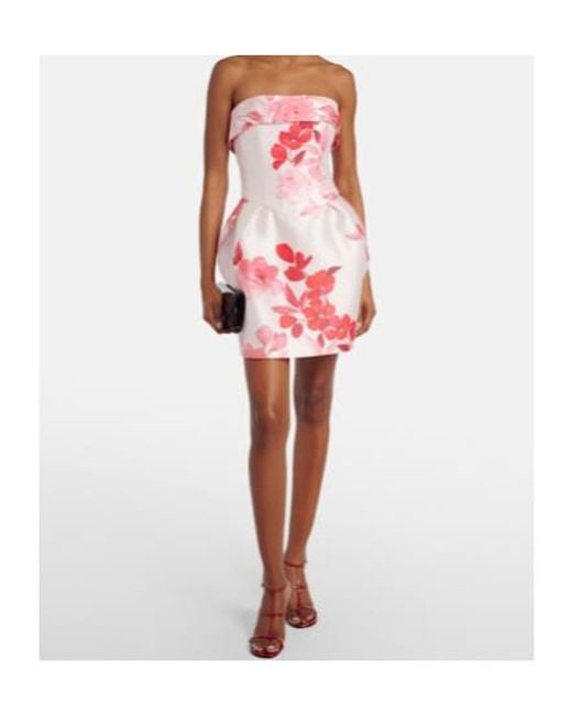 Monique Lhuillier Pink Floral Bustier Dress