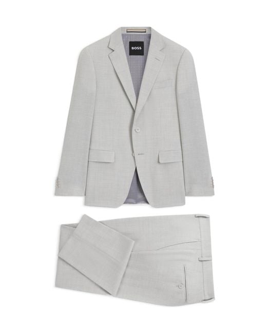 Boss Gray Boss Micropattern Two-Piece Suit for men