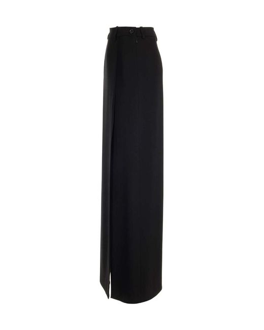Balenciaga Black Side Slit Tailored Maxi Skirt
