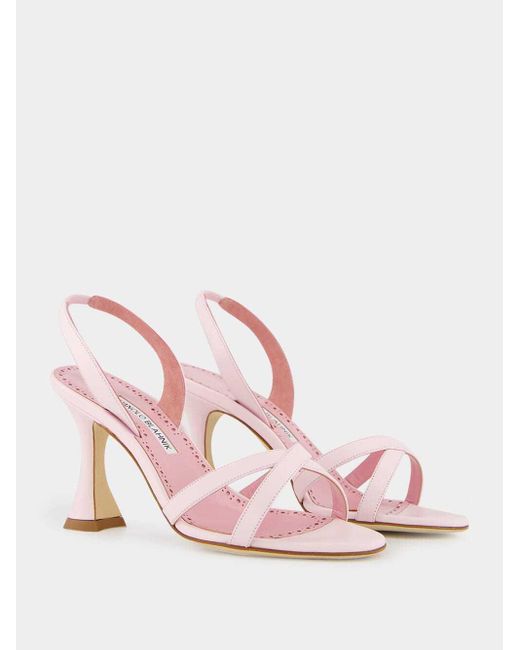 Manolo Blahnik Pink Round Toe High Heel Sandals