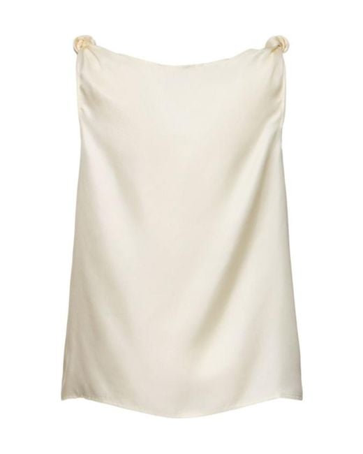 Loulou de Saison Natural Remy Sleeveless Draped Silk Top