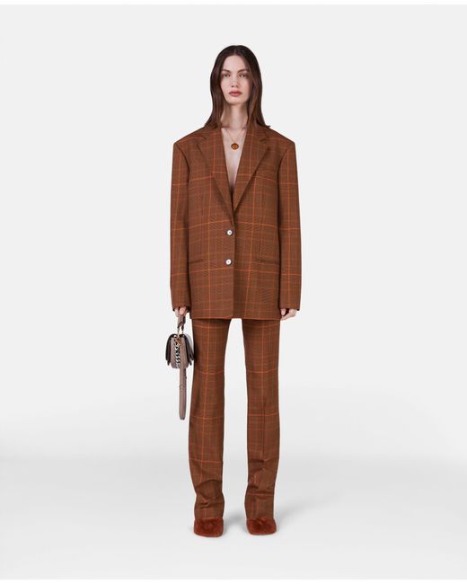 Stella McCartney Brown Prince-Of-Wales Mid Rise Trousers