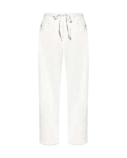 Rag & Bone White Openwork Drawstring Pants