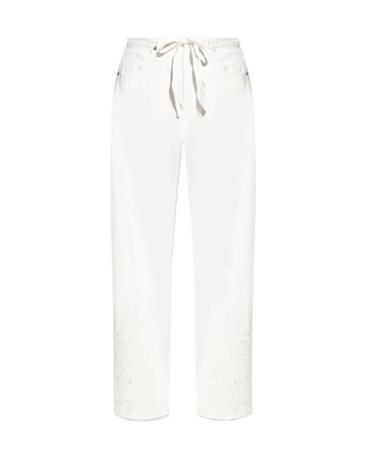Rag & Bone White Embroidery Drawstring Trousers