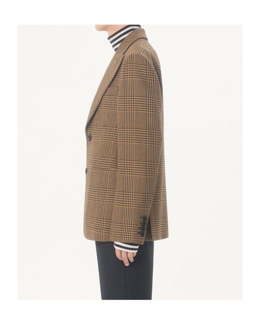 Valentino Brown Single-Breasted Wool Jacket With Glen Plaid Pattern for men