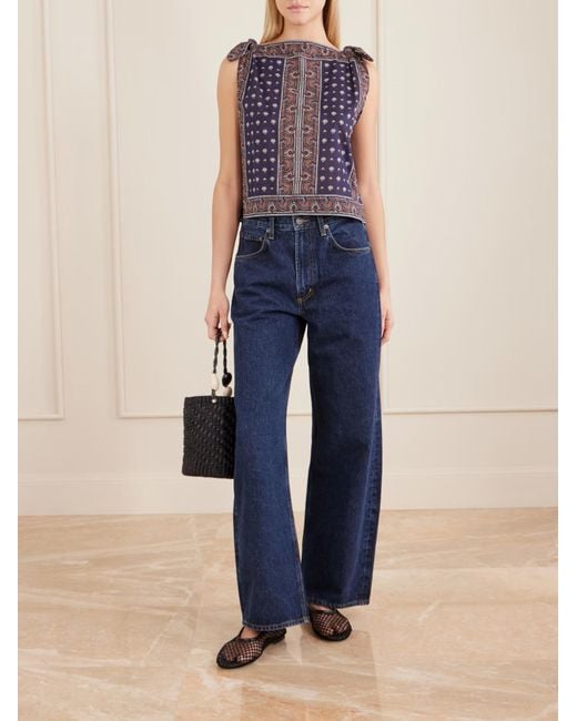 Doen Blue Amalia Printed Organic Cotton Top