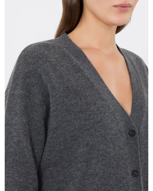 Max Mara Gray Button-Up V-Neck Cardigan
