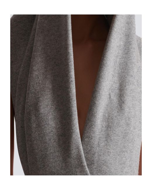 Balmain Gray Draped Bodysuit With Hood