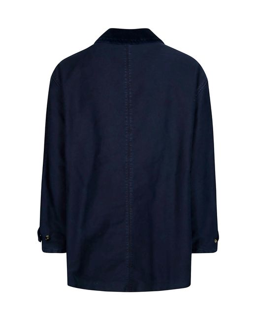 Marni Blue Logo Patch Buttoned Coat for men
