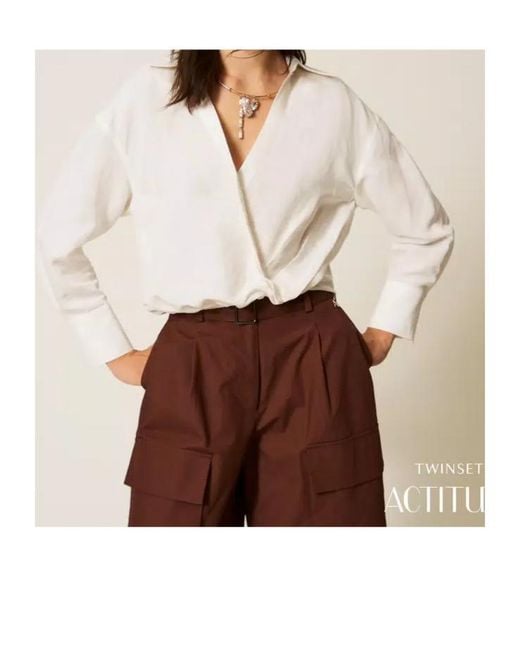 Twinset White Wrap-Effect Shirt