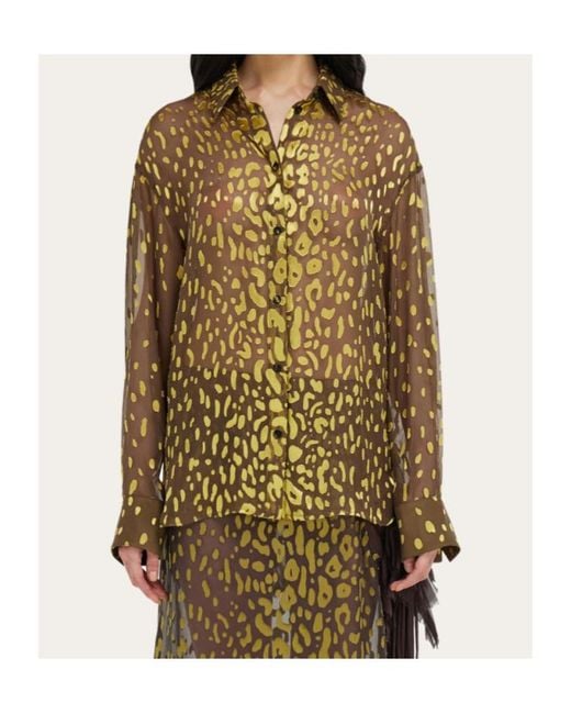 Ferragamo Green Devoré Georgette Shirt