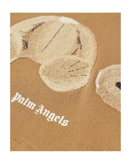 Palm Angels Natural Bear-Print Hoodie for men