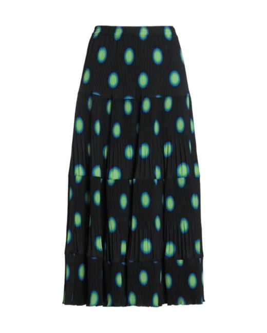 MM6 by Maison Margiela Green Polkadot Pleated Midi Skirt