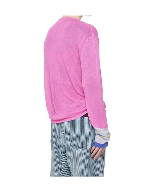 Edward Cuming Pink Limp Wrist Crew Neck Knit Sweater for men