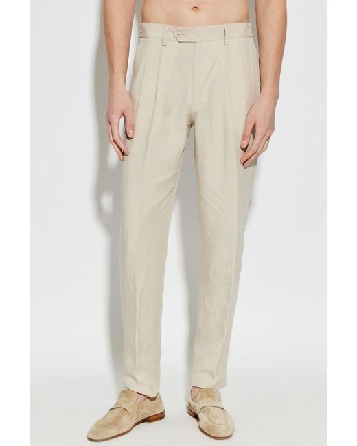 Eleventy Natural Pleated Tapered Pants for men