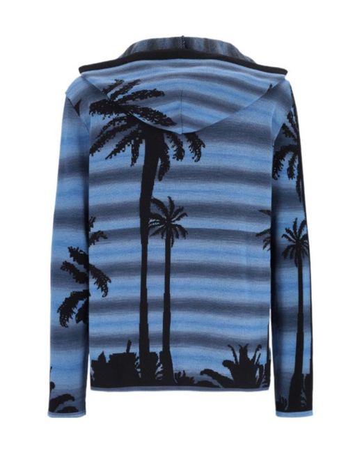 Laneus Blue Palm Trees Hoodie for men