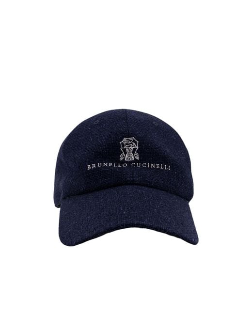 Brunello Cucinelli Blue Curved Brim Baseball Cap for men
