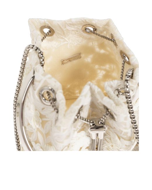 Jimmy Choo White Bon Bon Lace Bucket Bag