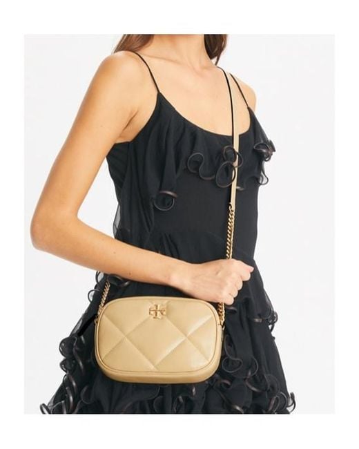 Tory Burch Natural Kira Diamond Quilt Camera Crossbody Bag
