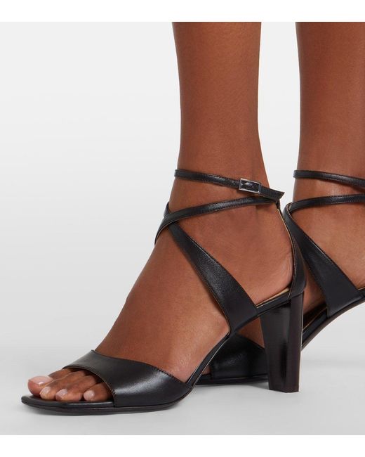 Lemaire Black Cross Leather Sandals