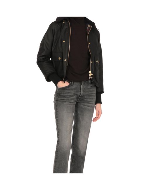 Barbour Black Cropped Beadnell Waxed Jacket