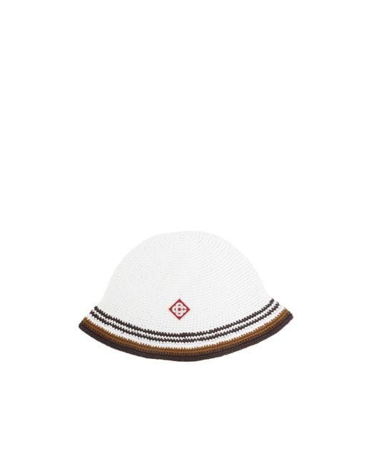 Casablanca White Crocheted Bucket Hat for men