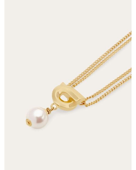 Ferragamo White Ferragamo Pearl Pendant Necklace