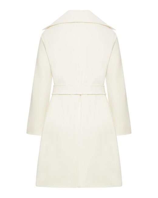 Max Mara White Wool Robe Coat