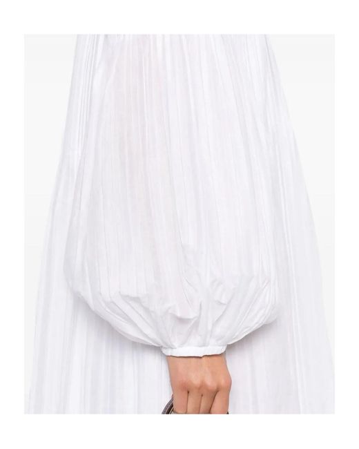 Jil Sander White Pleated Midi Dress