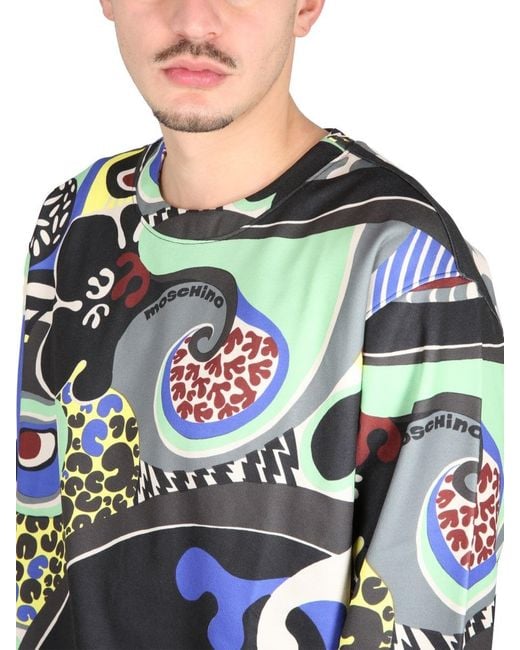 Moschino Blue Printed Sweater for men