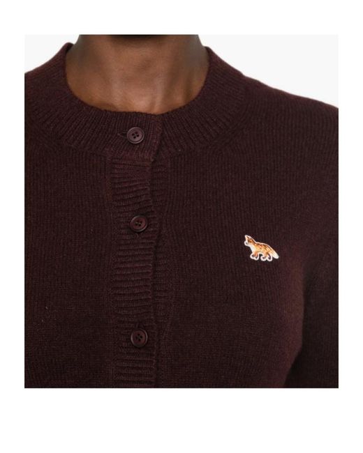 Maison Kitsuné Purple Crew-Neck Cardigan