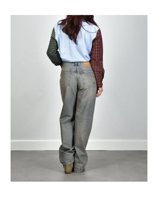 Haikure Blue Korea High-Waist Wide-Leg Jeans