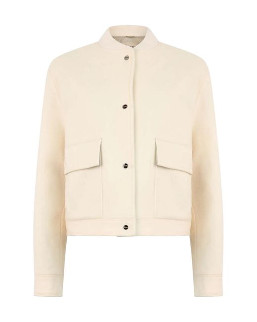 Herno Natural Cropped Button-Pocket Jacket