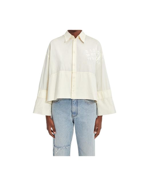 MM6 by Maison Margiela White Wide-Sleeved Poplin Shirt