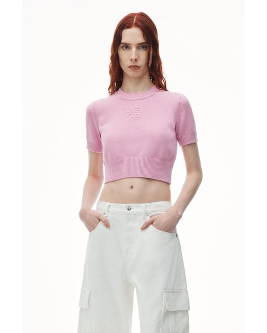 T By Alexander Wang Pink Cropped Knitted Top