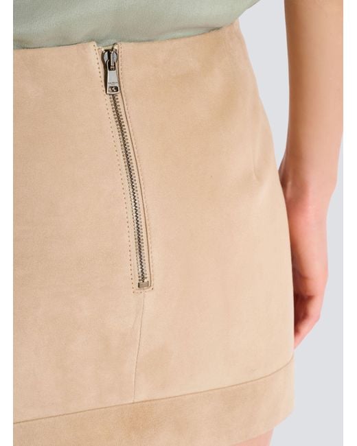 Balmain Natural Suede Wrap Mini Skirt