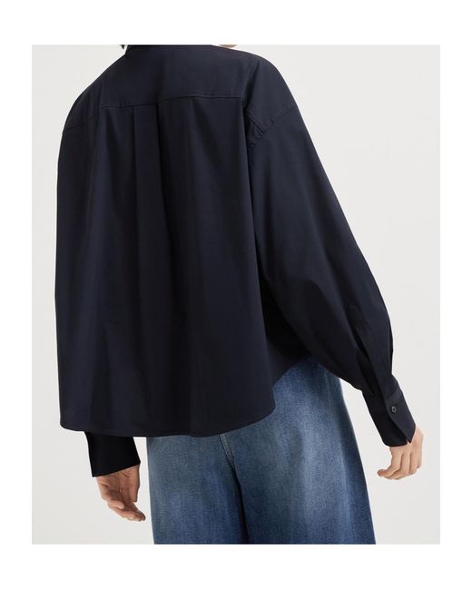 Brunello Cucinelli Blue Long-Sleeved Buttoned Shirt