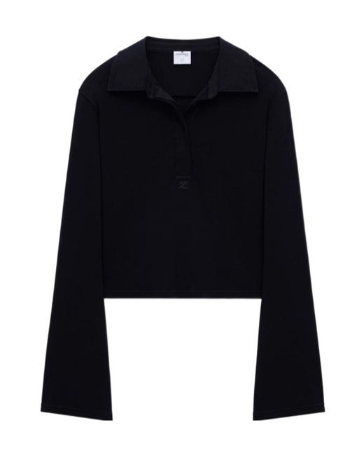 Courreges Black Courrèges Long Sleeved Polo Shirt