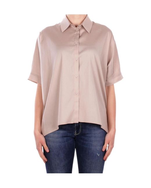 Max Mara Blue Bchpittura Short-Sleeved Satin Shirt